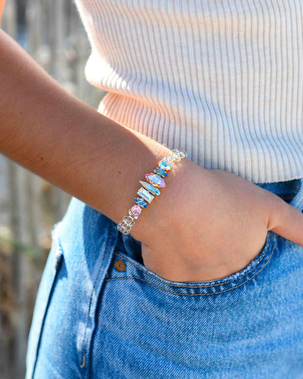 Bracelet En Opale Laiteux Ovale – Plaqué Argent, Fermoir à Bascule – Fait Main